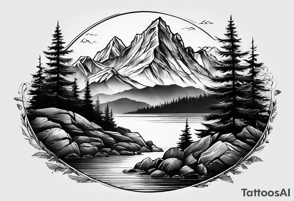 mountains explore adventure tattoo idea