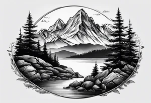 mountains explore adventure tattoo idea