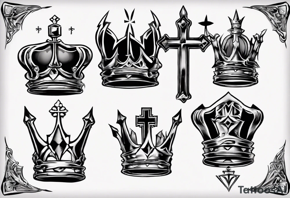 a kings crown and cross tattoo idea