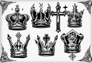 a kings crown and cross tattoo idea