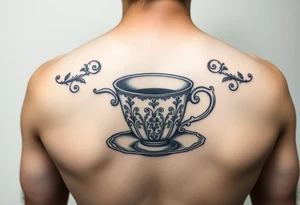 Antique tea cup tattoo idea