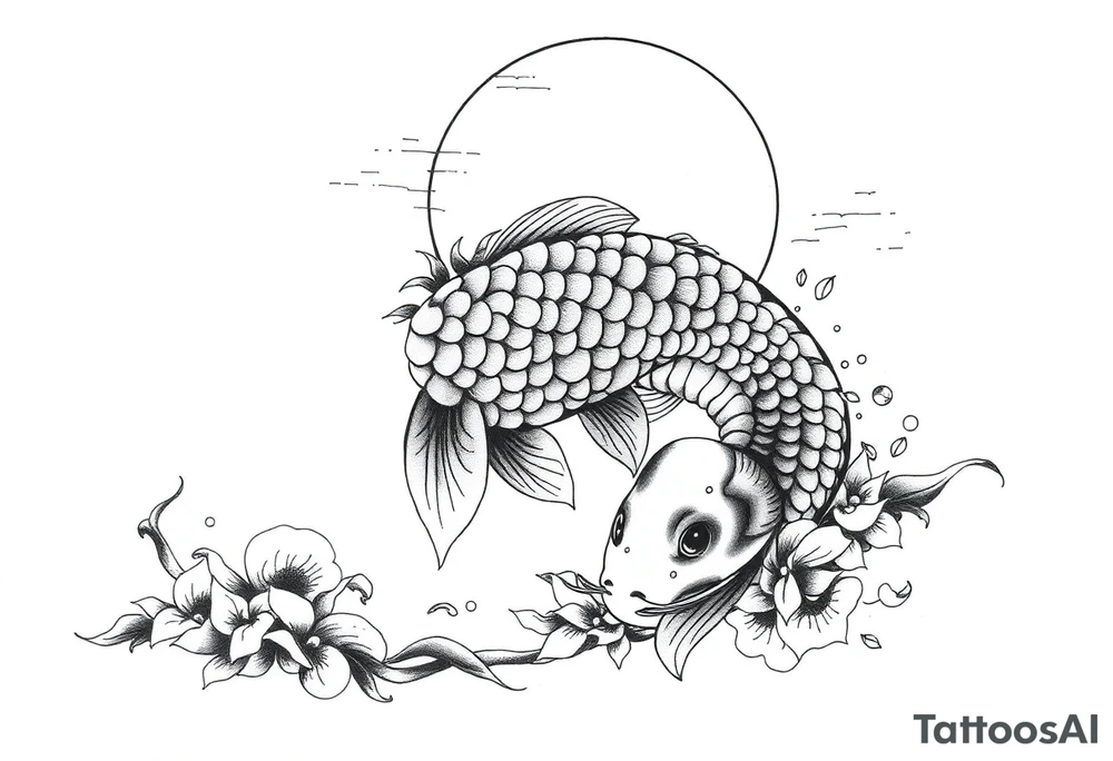 Koi sunset tattoo idea