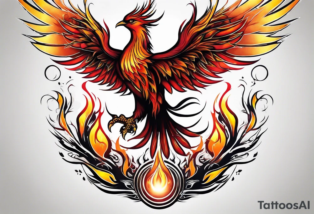Phoenix rising out of fire. Rebirth. tattoo idea