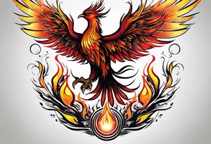 Phoenix rising out of fire. Rebirth. tattoo idea