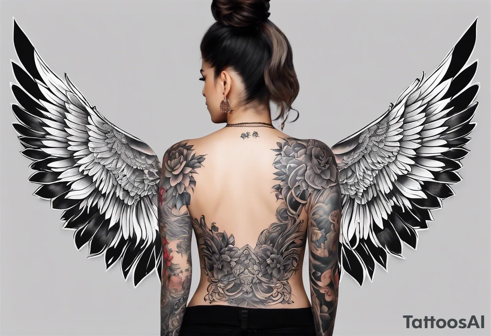 Full Back tattoo covering the whole back oblong tattoo idea