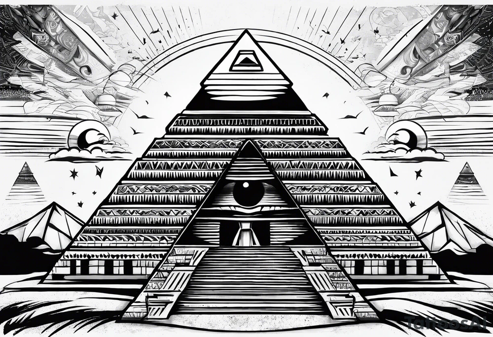 Egyptian pyramids with eye of horus. Aliens abducting people that are working on people building the pyramid tattoo idea