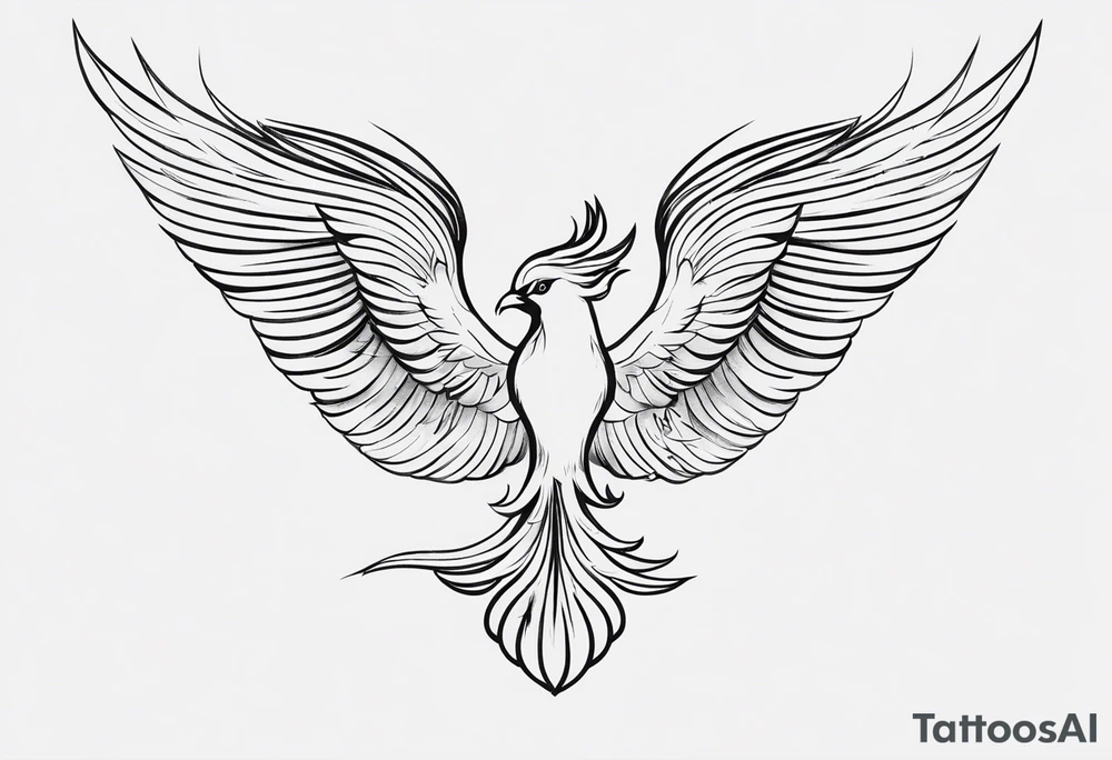 Simple Phoenix with incorporated text “still I rise” tattoo idea