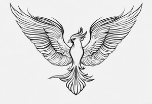 Simple Phoenix with incorporated text “still I rise” tattoo idea