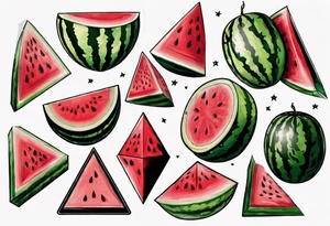 Red triangle watermelon tattoo idea