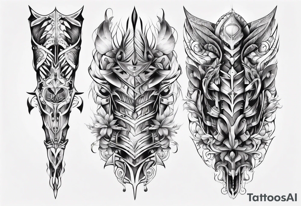 Leg armor symmetrical tattoo idea