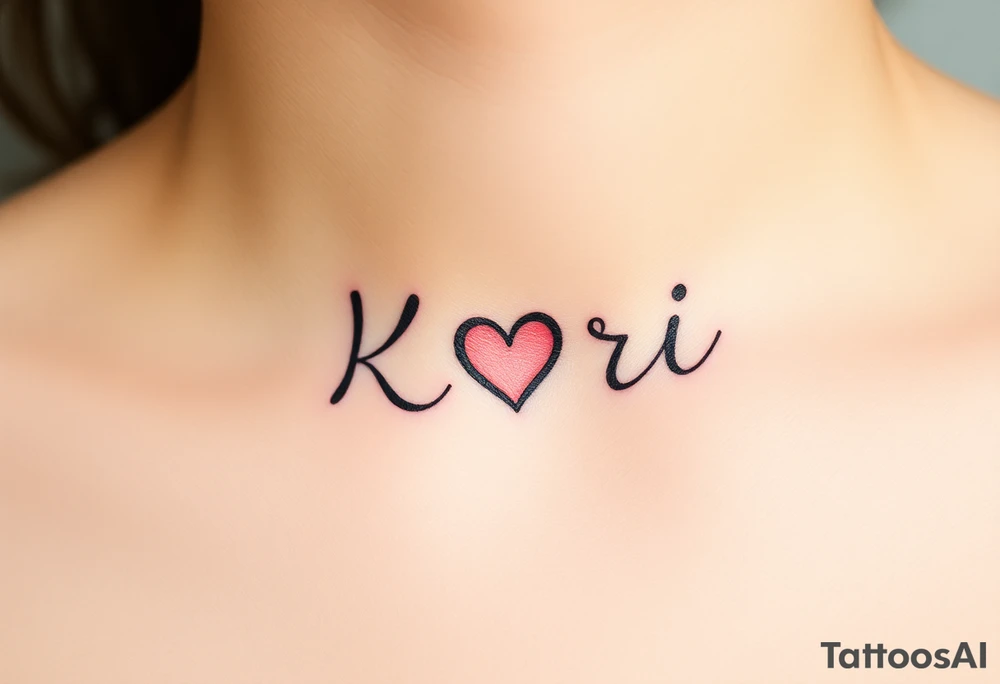 The word “Kari” with heart within K tattoo idea
