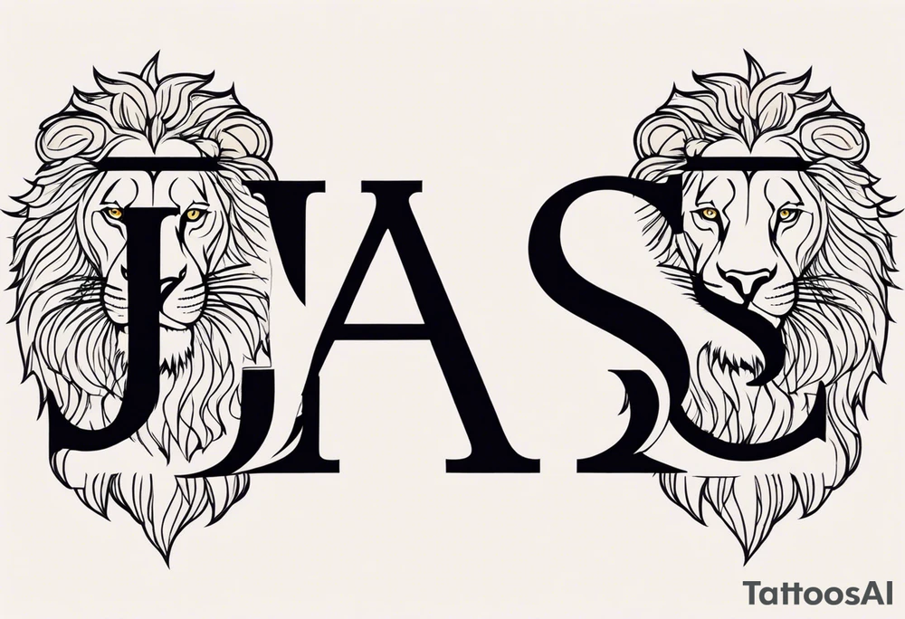 letters j a s t i, inisde of a lion tattoo idea