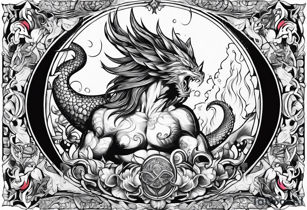 A triton with power symbols tattoo idea