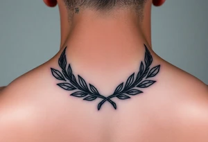 tattoo on the neck in a darker style in addition to the collarbones of the Laurels Roman Victories tattoo idea