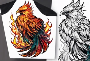 phoenix red on fire tattoo idea
