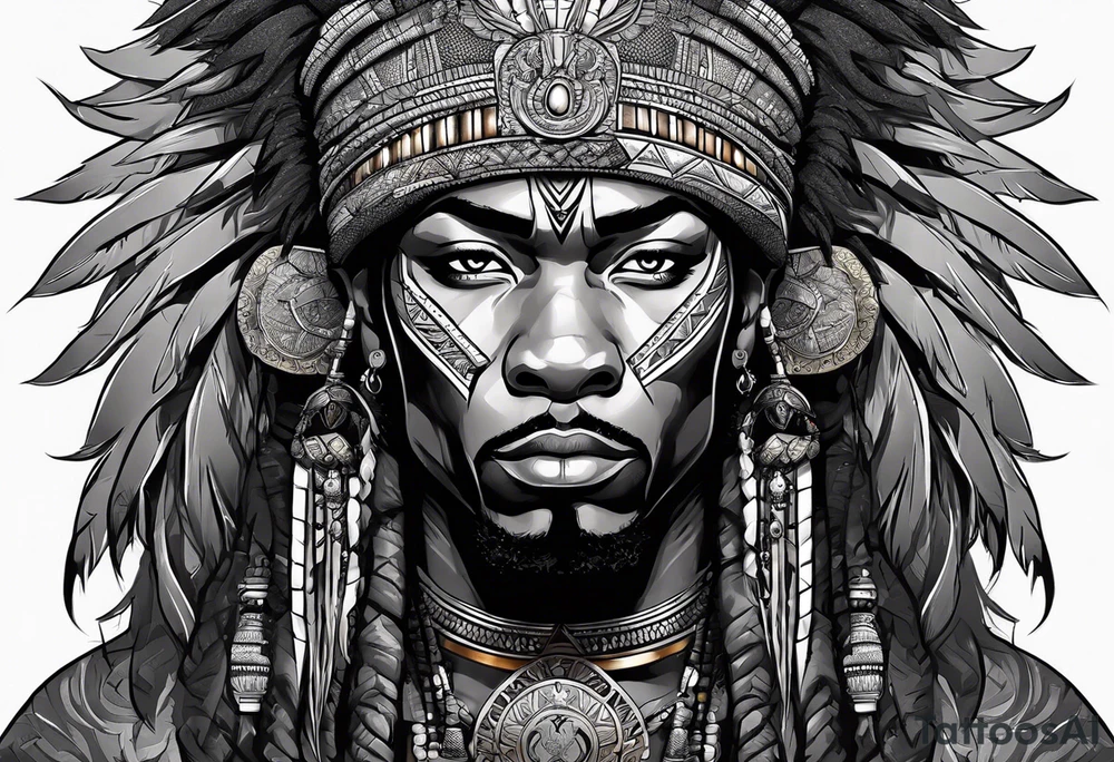 African warrior with a lion tattoo idea