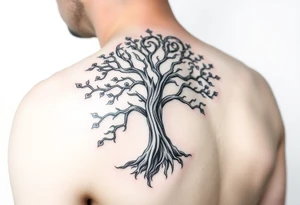 Irish shoulder tattoo, that is non-religious and has a Celtic tree tattoo idea