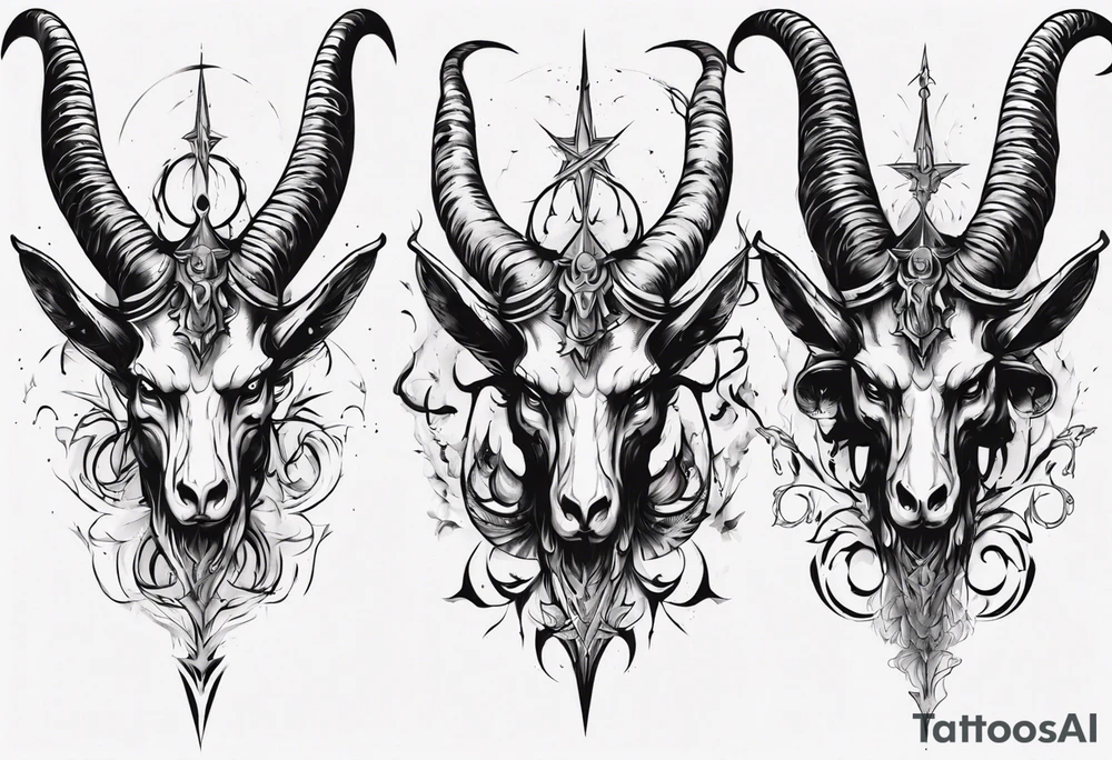 Baphomet sleeve high contrast tattoo idea