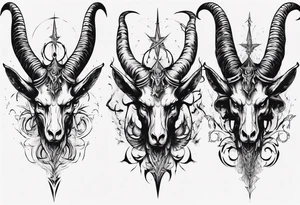 Baphomet sleeve high contrast tattoo idea