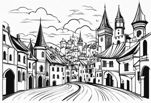 medieval city swirl
 vector tattoo idea
