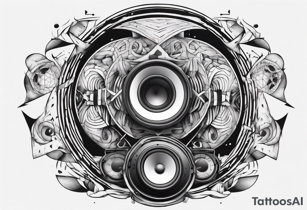 round speaker izometric view tattoo idea