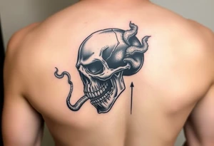 skull with The Last Of Us' fungus smoking out of its mouth tattoo idea