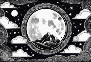 Moon phases stars clouds not black background tattoo idea