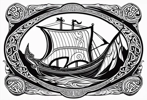 Valhalla sword shield viking ship dragon tattoo idea