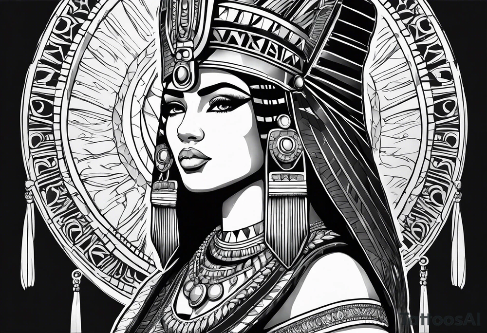 cleopatra with headdress tattoo idea