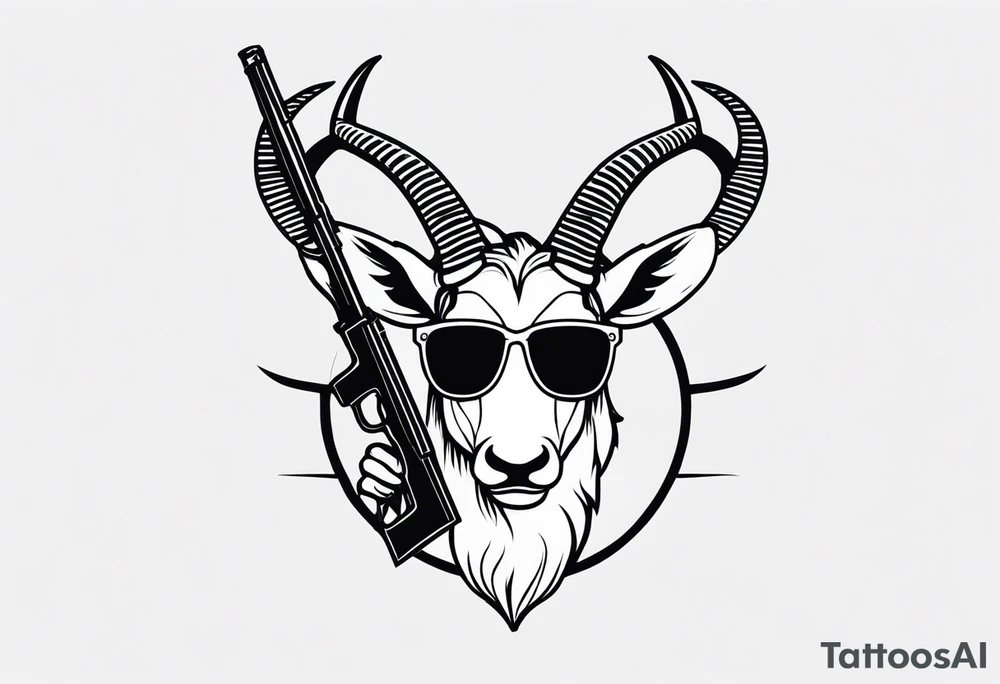 capricorn with sunglasses and shotgun tattoo idea