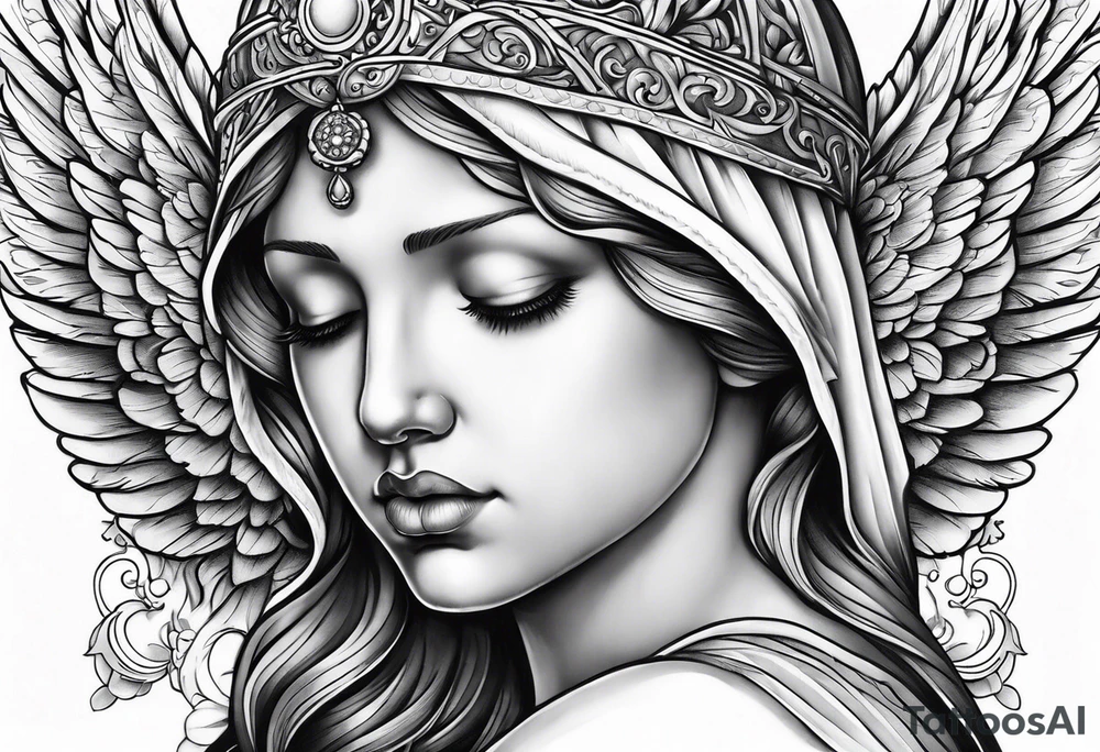 Ovarian cancer religious Angel his praying hands tattoo idea