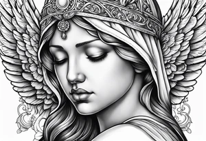 Ovarian cancer religious Angel his praying hands tattoo idea