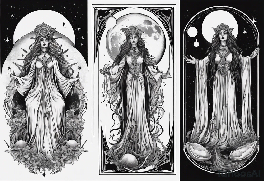 The High Priestess and the moon. TArot. tattoo idea