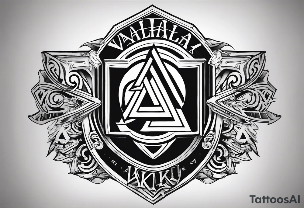 Valhalla valknut shield axe sword tattoo idea
