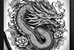 a Dragon tattoo with some symbolism of world travel and Marine Corps tattoo idea