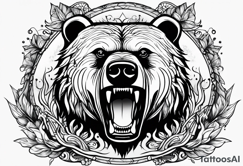 A bear on fire tattoo idea