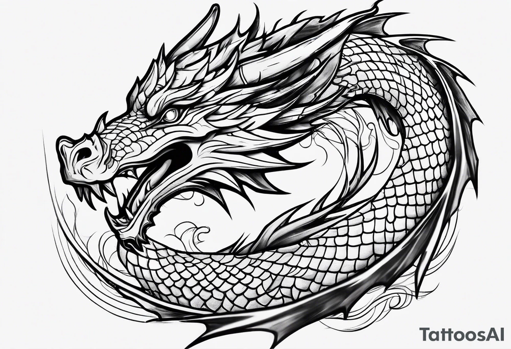 Dragon out of single line tattoo idea