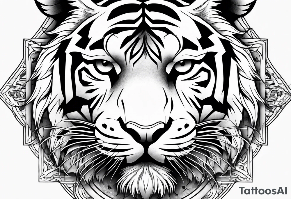 Tiger on cross tattoo idea