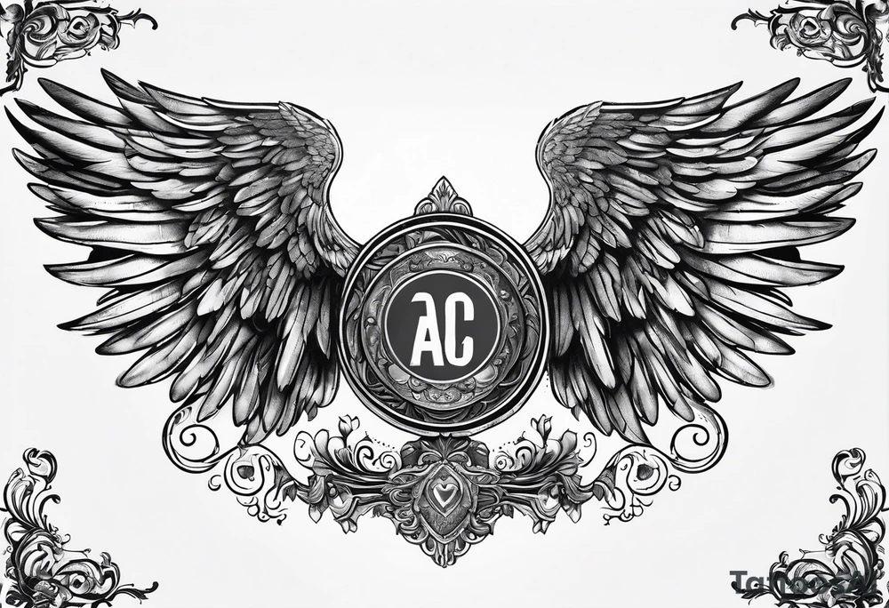 Angel Wings with the word Glenn in between tattoo idea