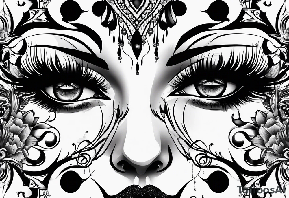 goth themed eyes tattoo idea