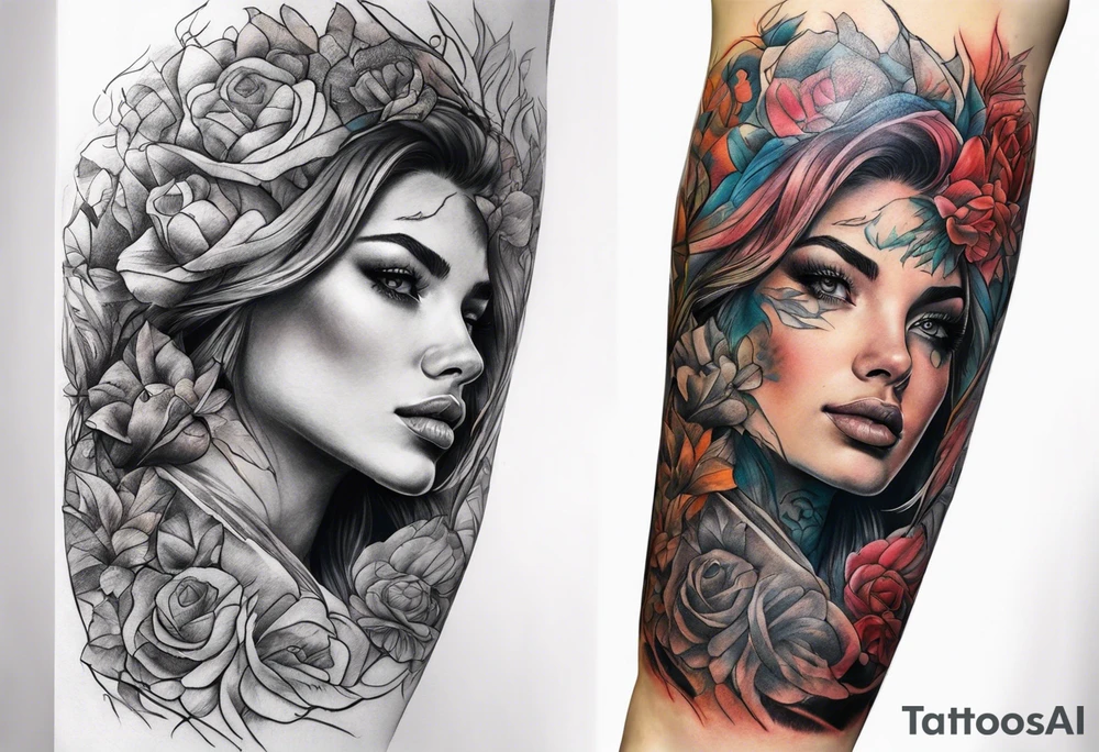 arm sleeve indicating pain tattoo idea