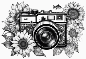 sunflower, camera, fish, tattoo idea