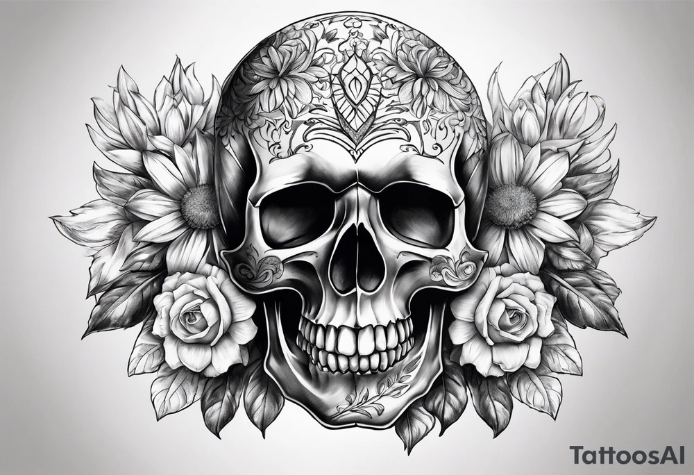 skull and aster tattoo idea