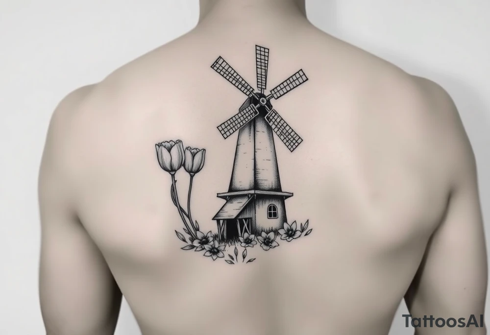 Tulips windmill dutch clogs tattoo idea