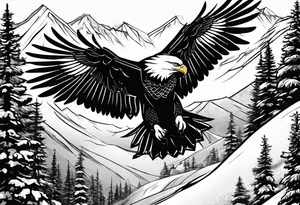 i want a tattoo that shows my passion for snowboarding that will match my traditional American tattoo that is an eagle fighting a snake tattoo idea