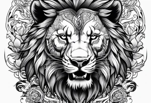 lion fighting panda tattoo idea