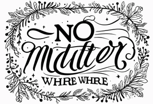 Quote “no matter where” in cursive, ♌️ at the end, sparkles tattoo idea