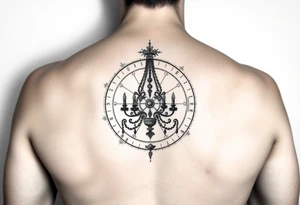 Ornamental chandelier natal chart tattoo idea