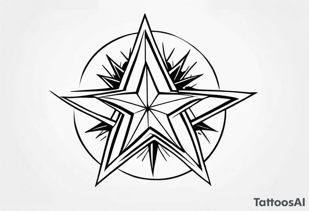 star with border around star tattoo idea
