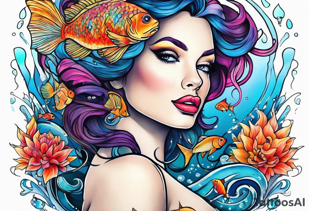 Pinup underwater tattoo idea